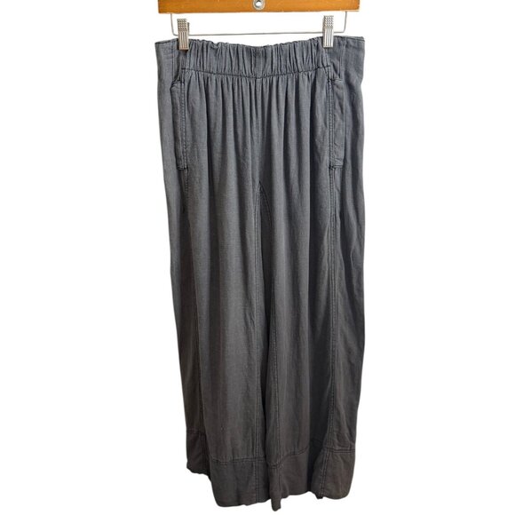 Free People Linen Wide Leg Pullon Pants Gray Size XS Boho Lagenlook Coastal - Picture 1 of 7